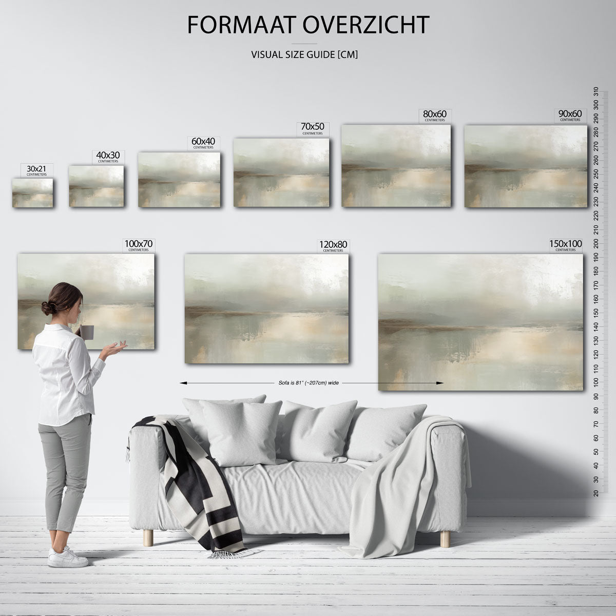 Rustige landschapsimpressie – liggende muurposter met kleurrijke abstracte vormen