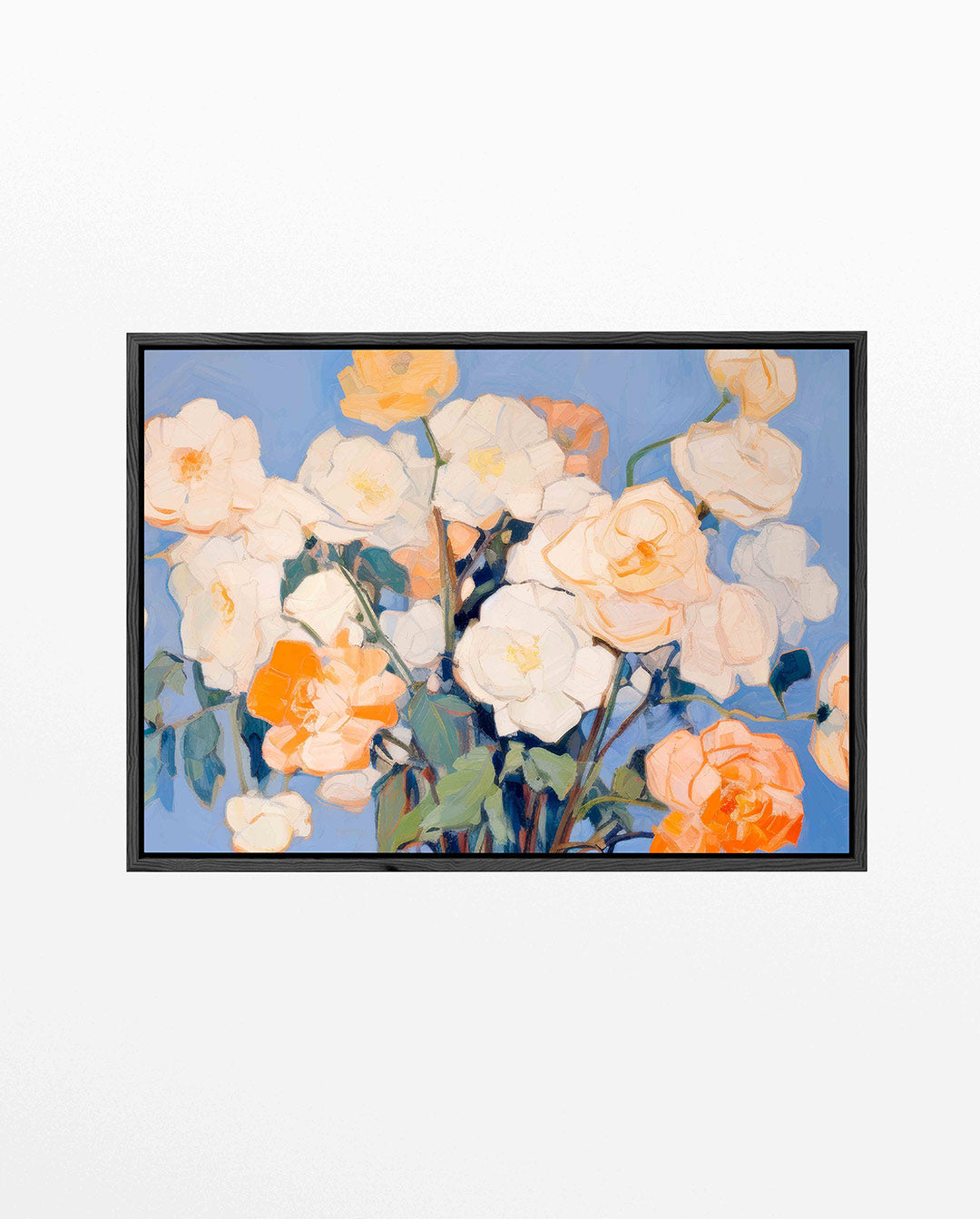 Bloemrijke compositie – Blauwe – liggend bloemen kunstwerk