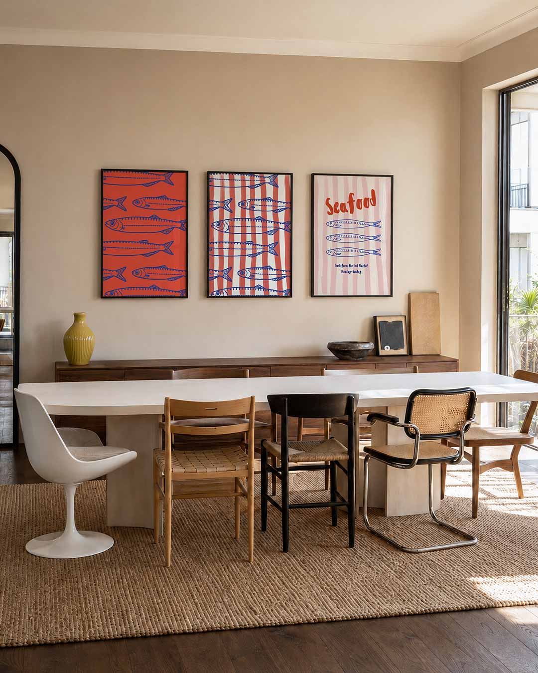 Vissenpatroon posterset – derde productweergave – deze posterset in drie delen toont een levendig patroon van