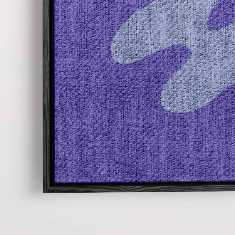 Blauwe Botanische Expressie – kunstwerk met zwarte baklijst