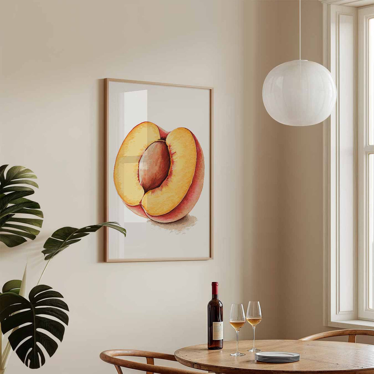 Zonnige Perzik Illustratie – keukenposter in staand formaat