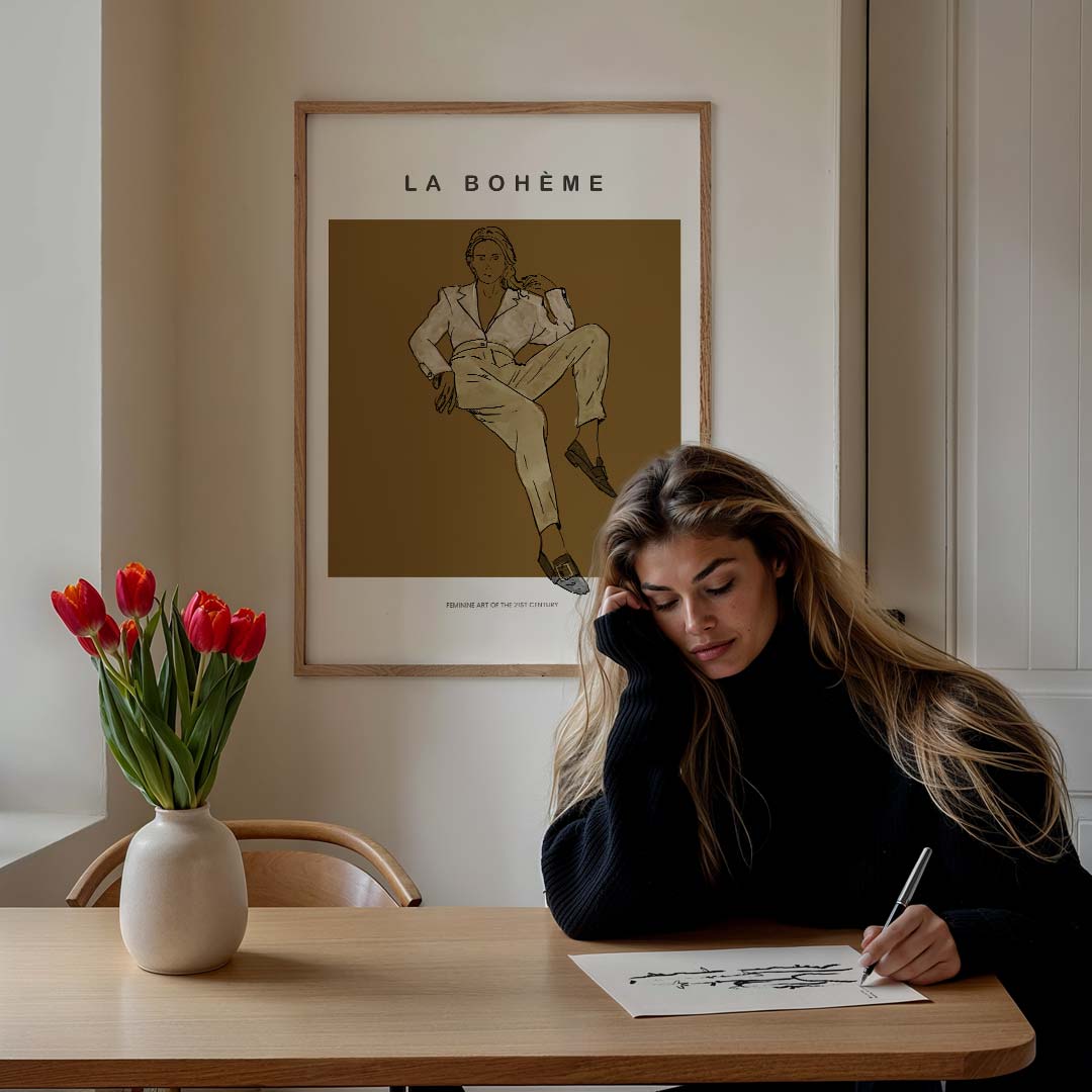 La Bohème Vrouwelijke Kunstposter – staande vrouwelijke wanddecoratie van WallArtistic