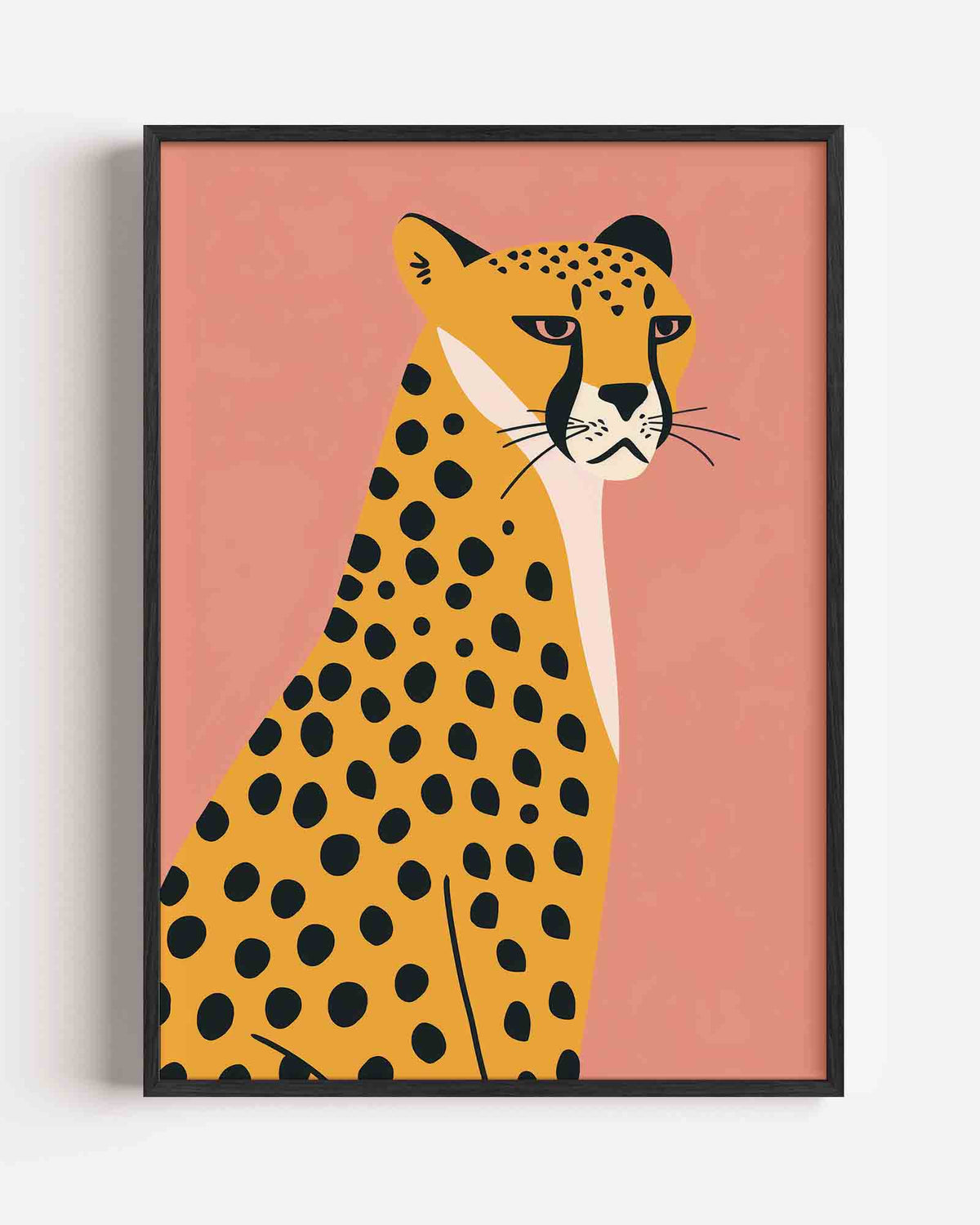 Luipaard op roze – kids portret poster als wanddecoratie