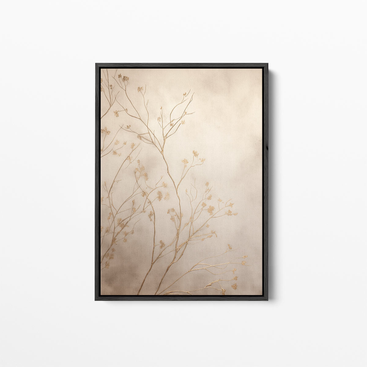 Gouden Takken in Mist – canvas kunstwerk als wanddecoratie