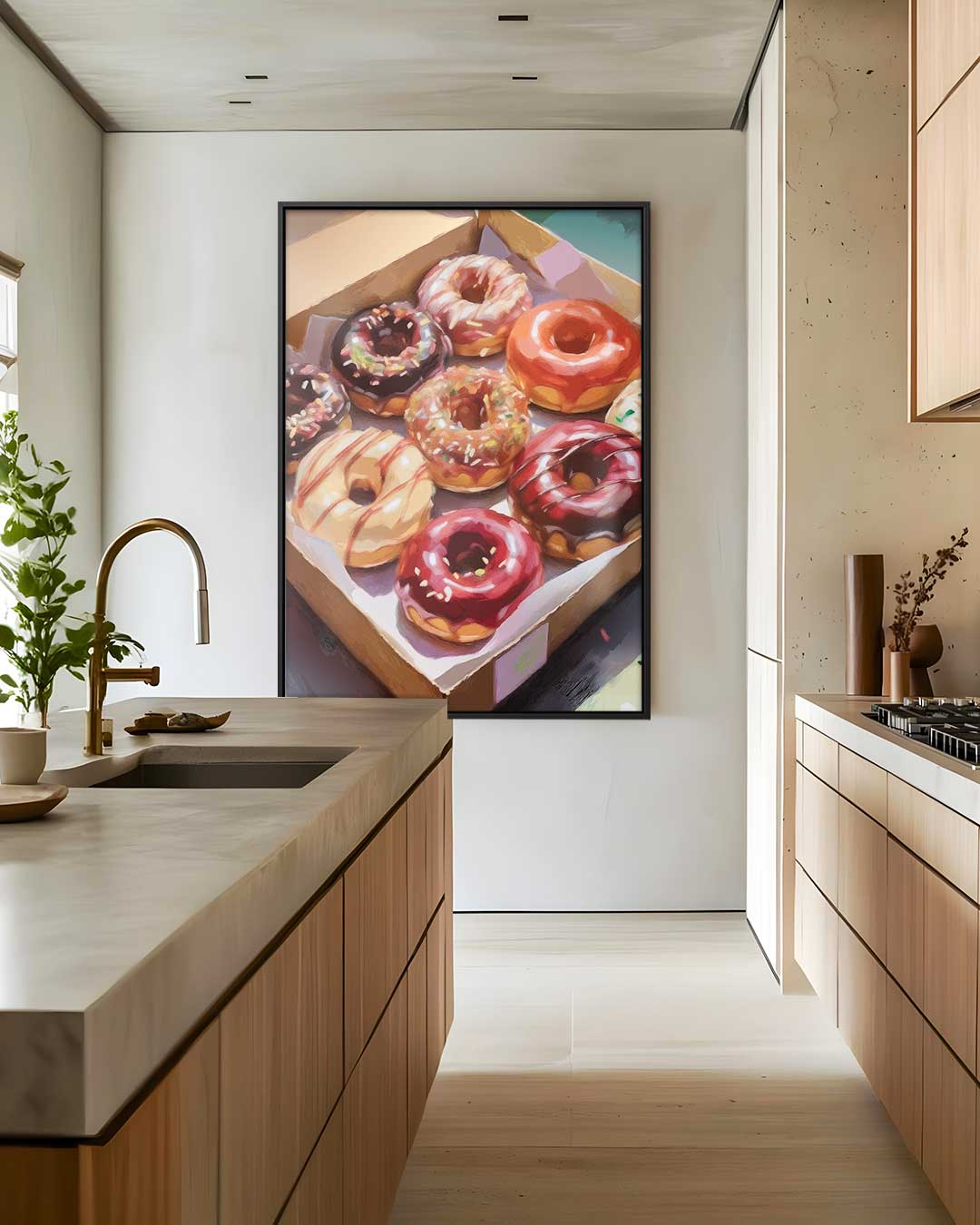 Kleurrijke Donut Verleiding – staand kunstwerk voor modern interieur