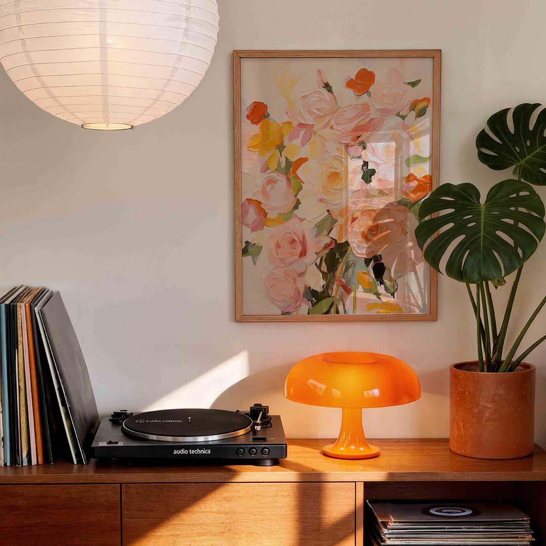 Bloemen in zachte tinten – staande bloemen wanddecoratie van WallArtistic