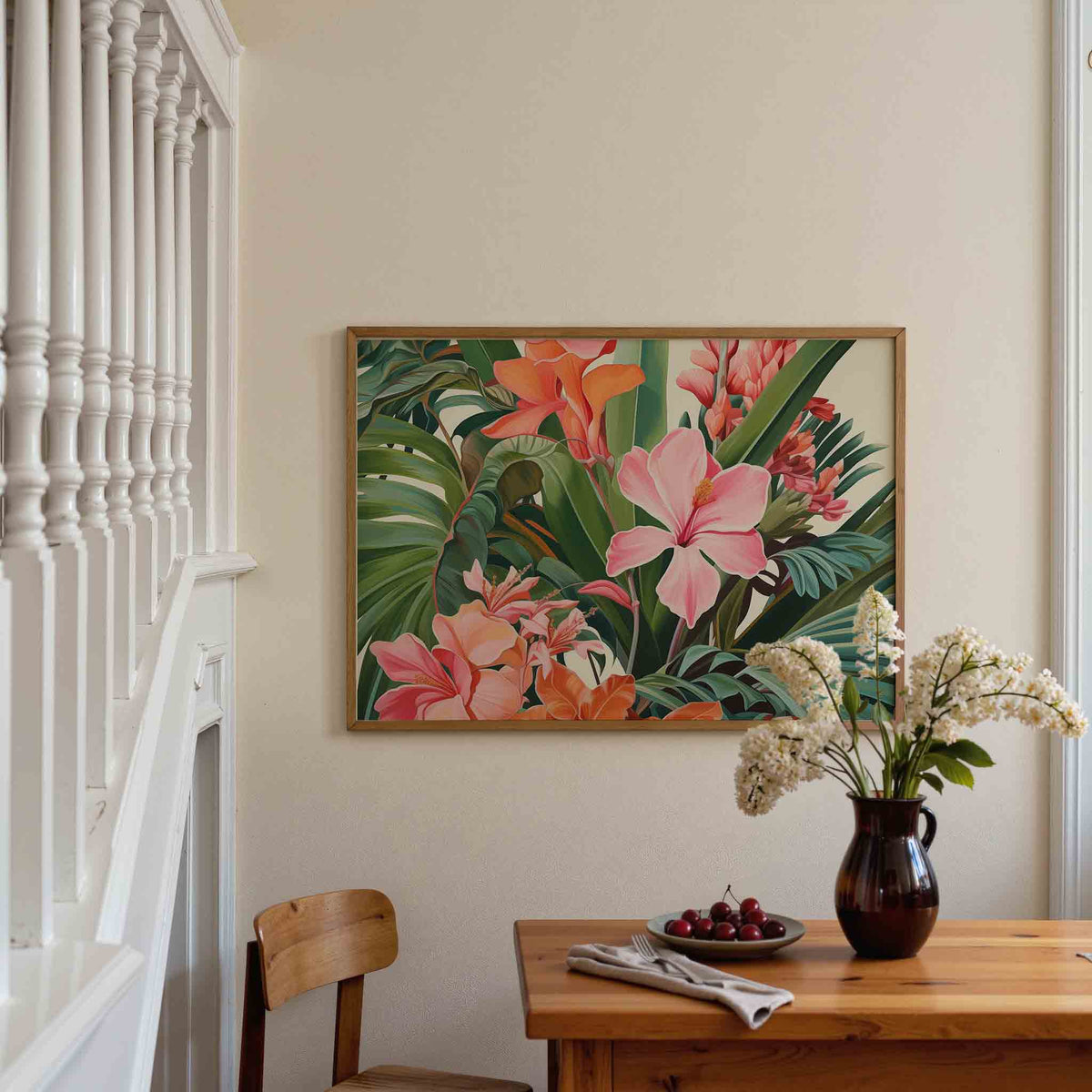 Bloemen en bladeren – tropische poster in liggend formaat