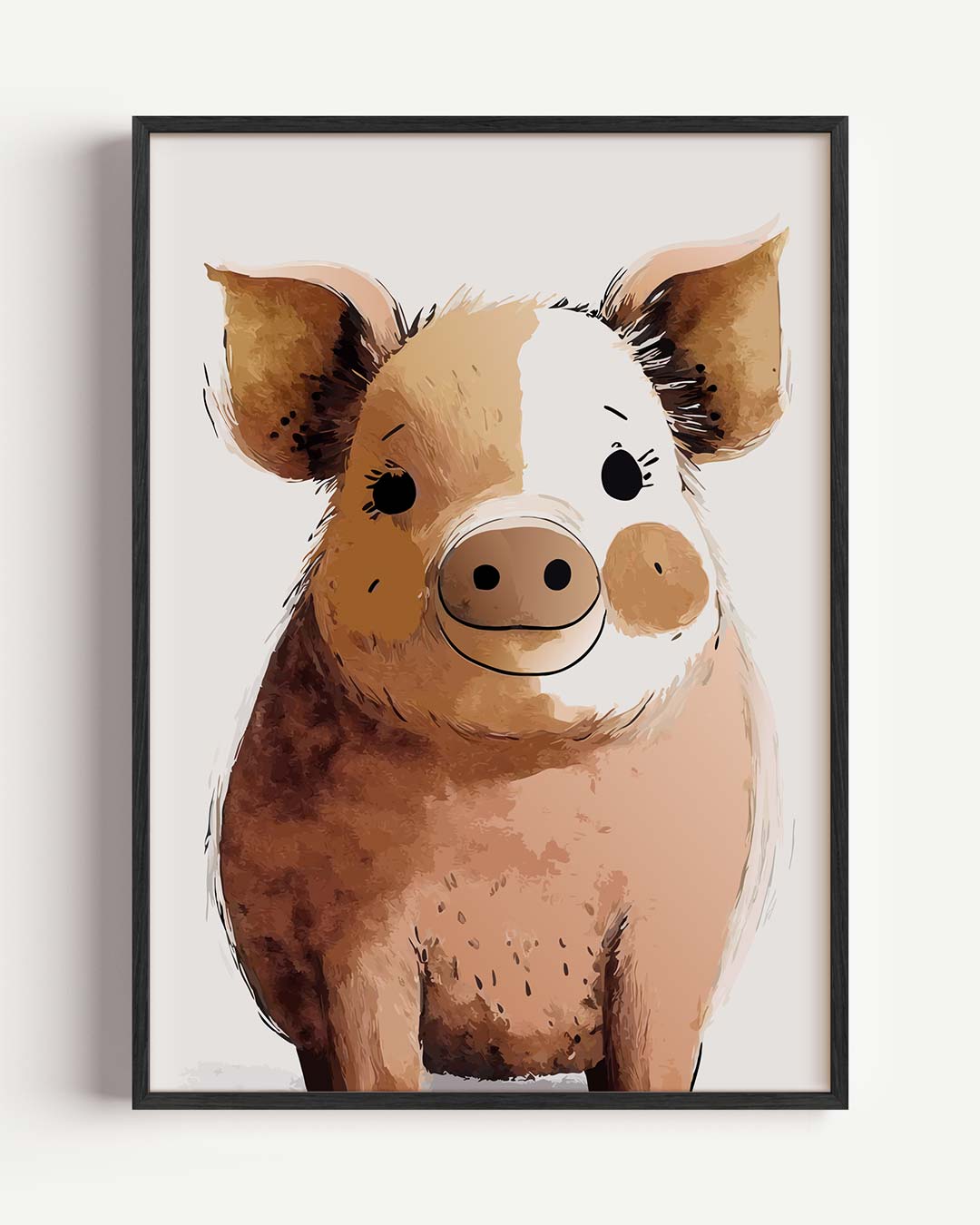 Schattige Varkensvriend – Popart en Streetart portret poster als wanddecoratie