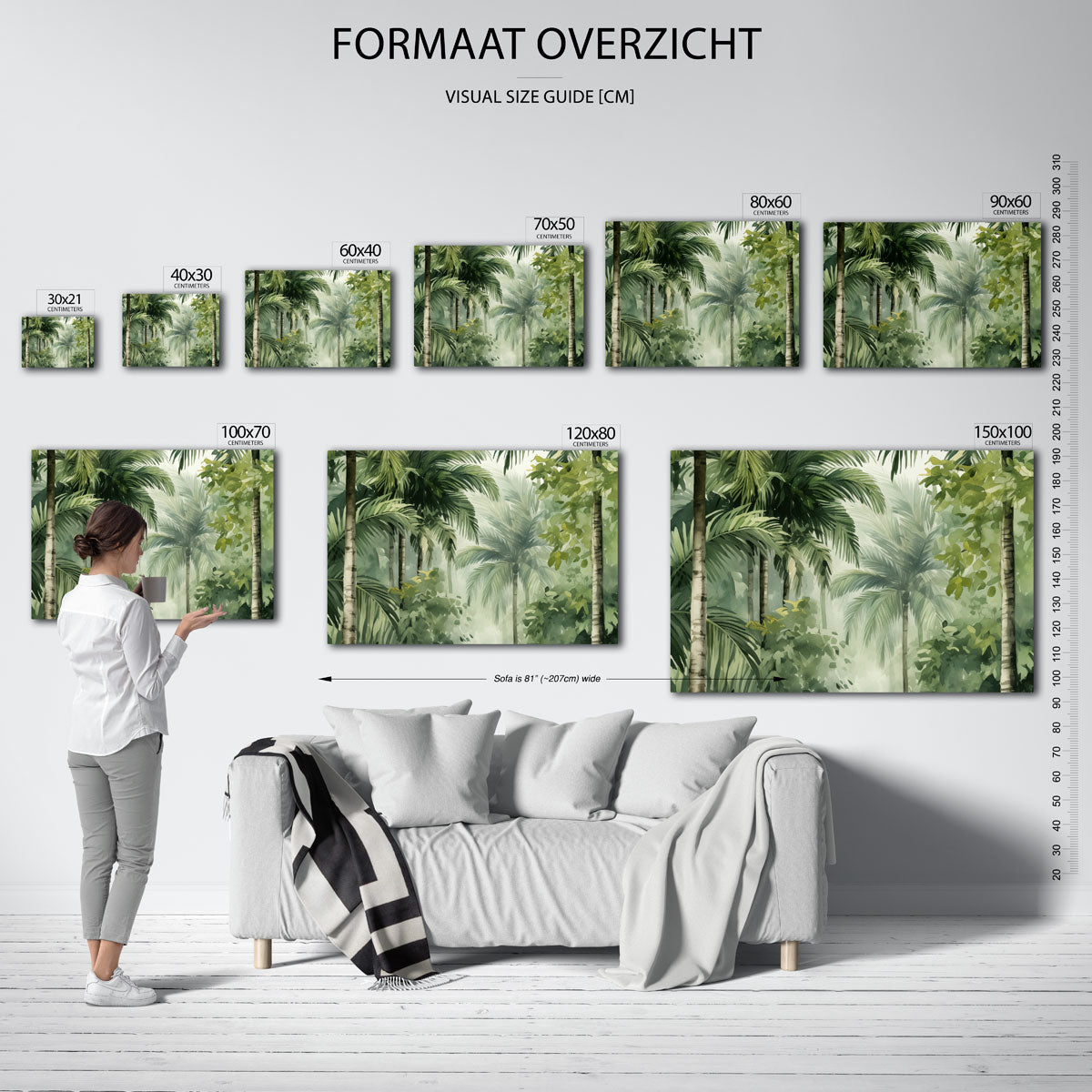 Tropische bladeren – liggende muurposter met jungle thema