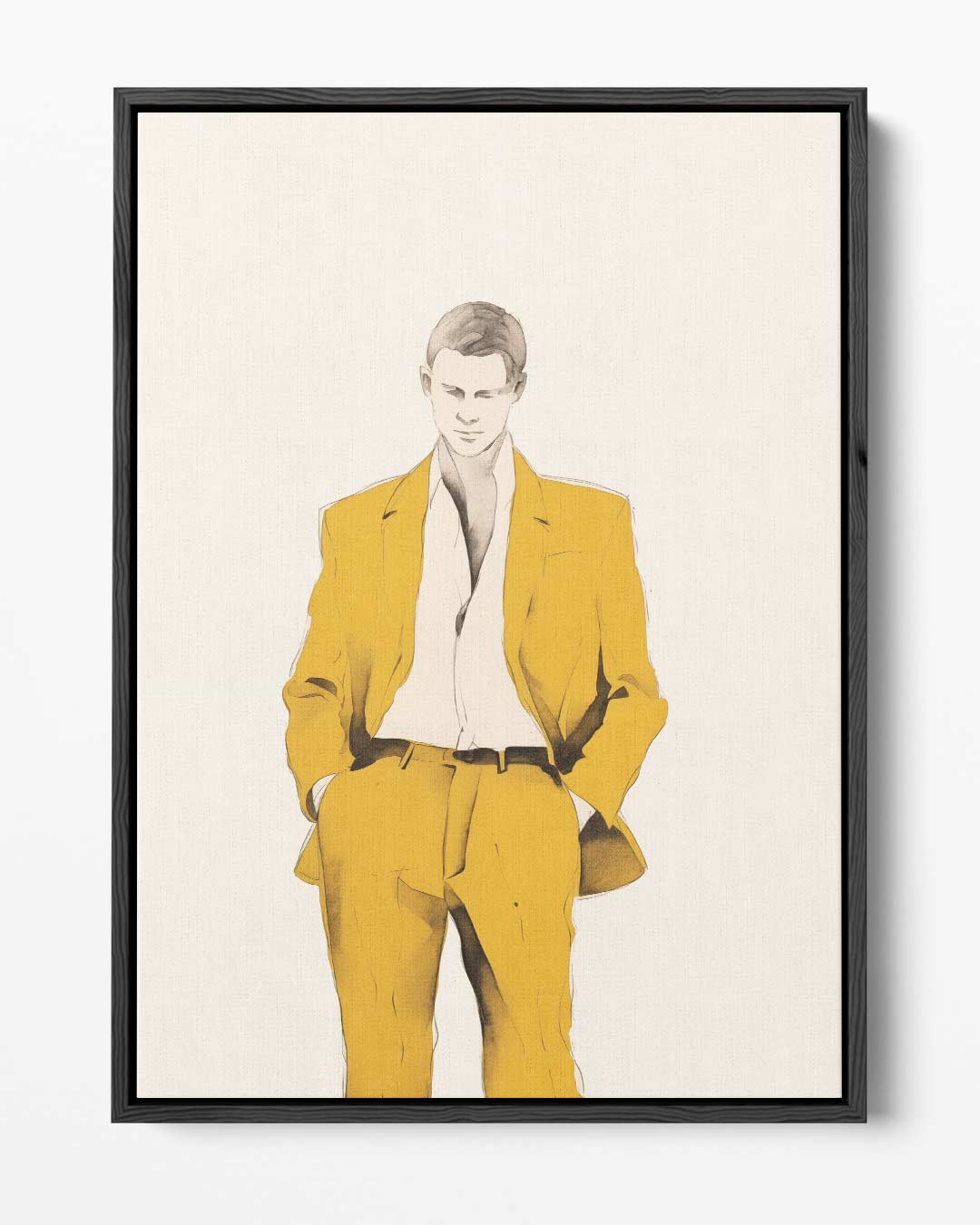 Elegante Stijl in Geel – portret kunstwerk als wanddecoratie