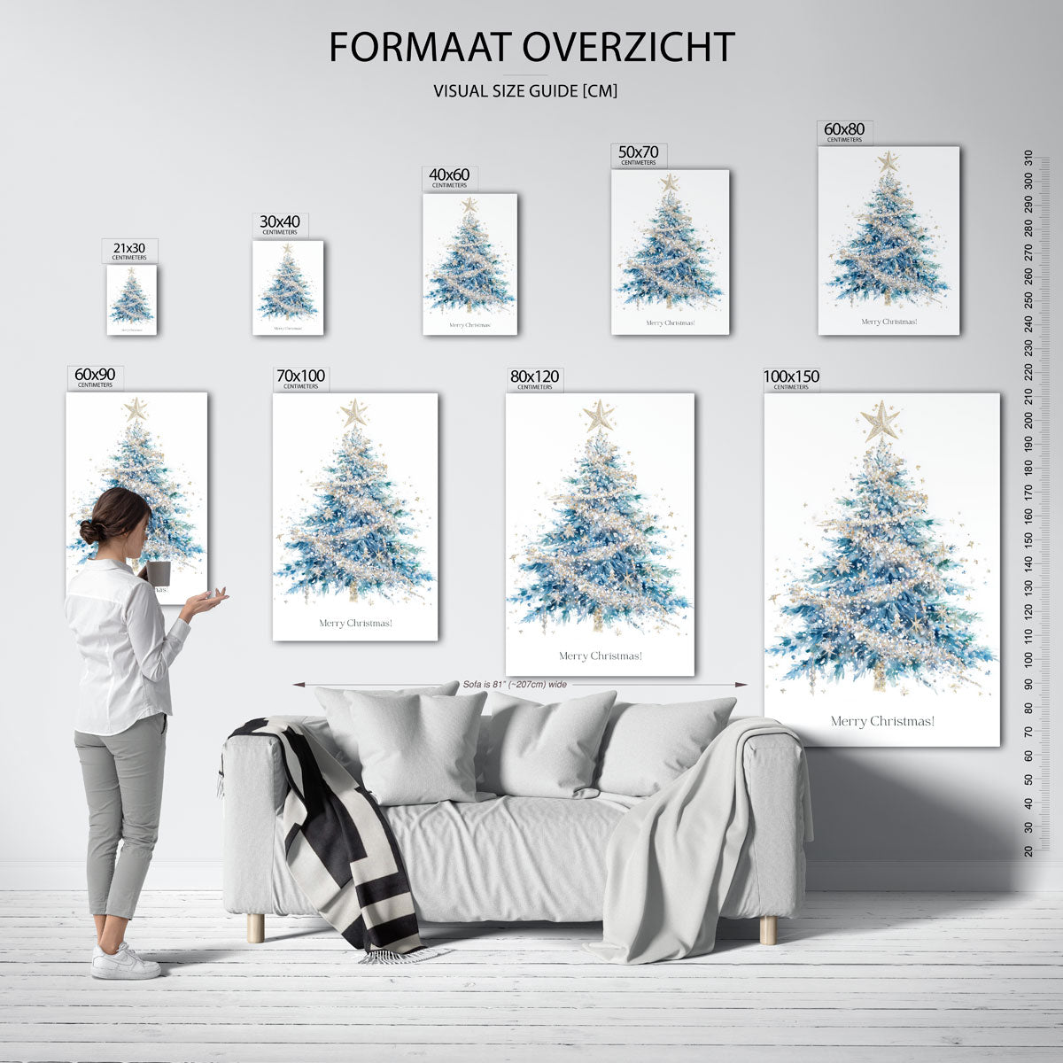 Kerstboom met ster – staande muurposter voor de kinderkamer