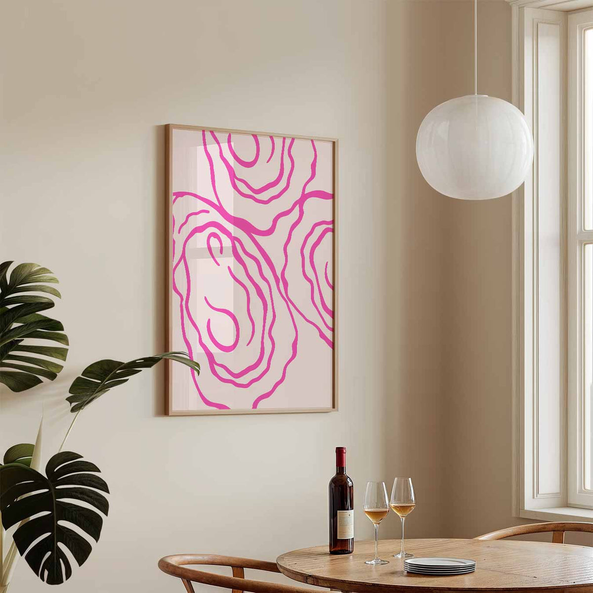 Moderne Pastel Oyster Print – keukenposter in staand formaat