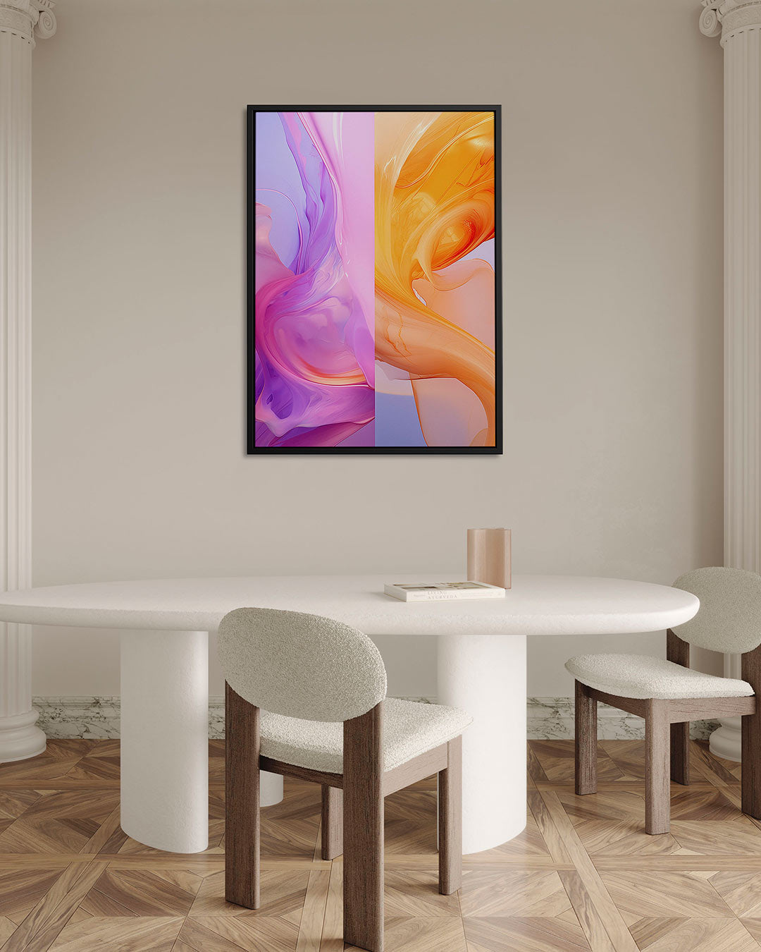 Vloeiende kleurencompositie – Oranje – alternatieve weergave van het kunstwerk