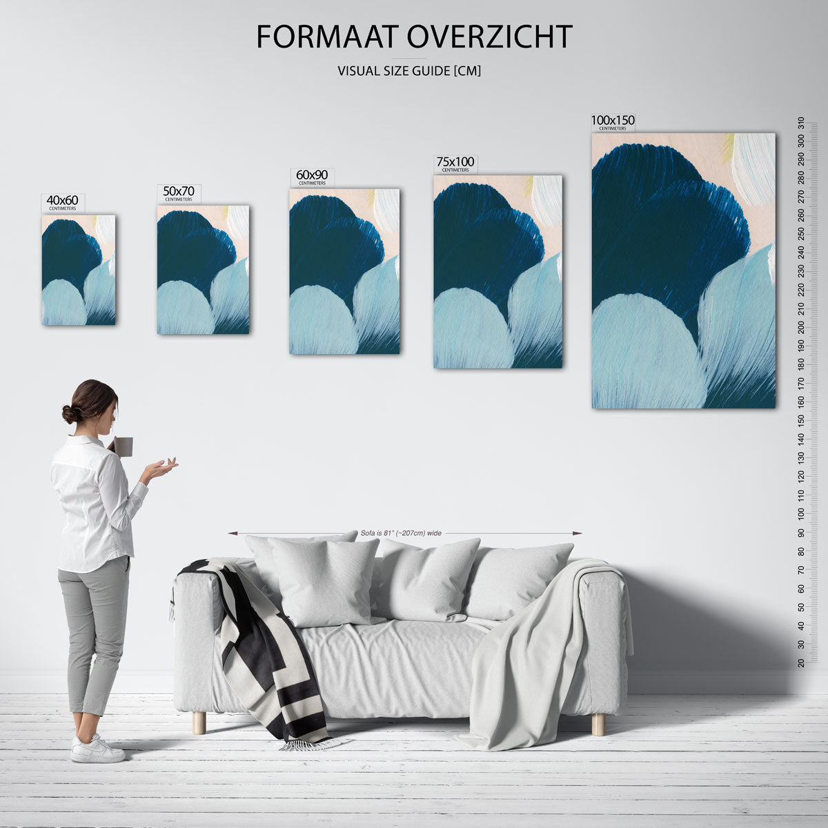 Vloeiende kleurencompositie – staande wanddecoratie van WallArtistic