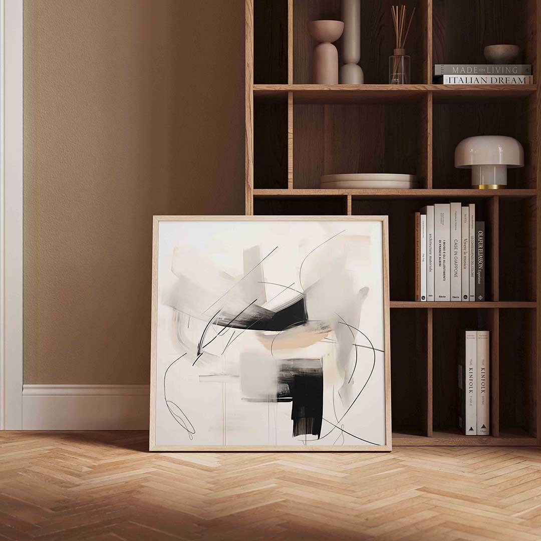 Abstracte lijnen en vlakken – vierkante wanddecoratie met kleur en vorm van WallArtistic