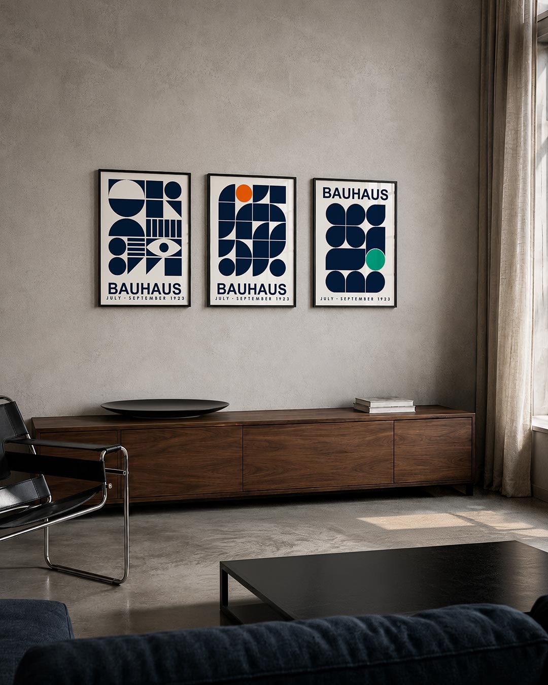 Vormen en vlakken posterset – tweede productweergave – deze posterset in drie delen toont een dynamisch spel van cirkels