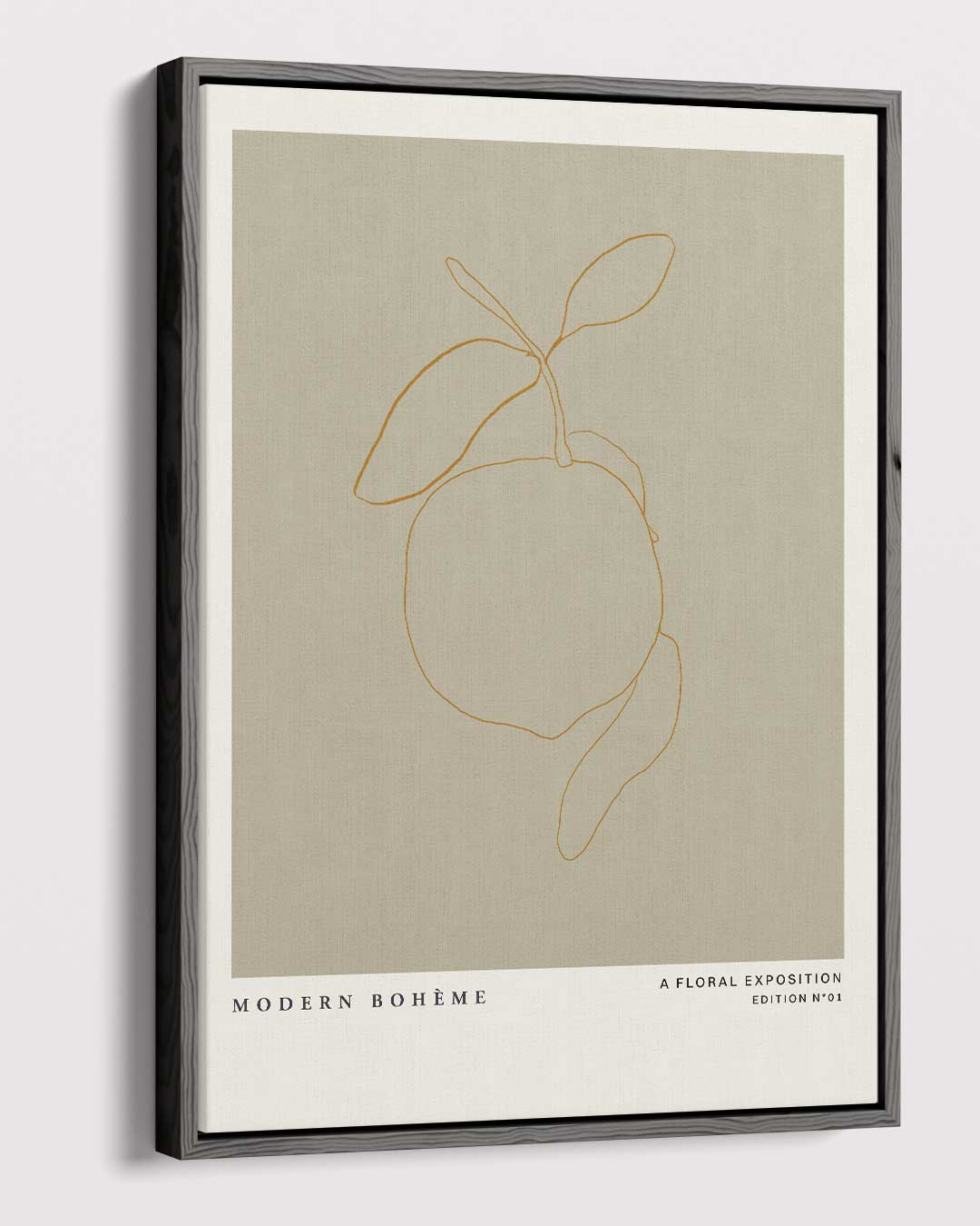 Modern Bohème Citroen Lijntekening – canvas wanddecoratie in portret formaat