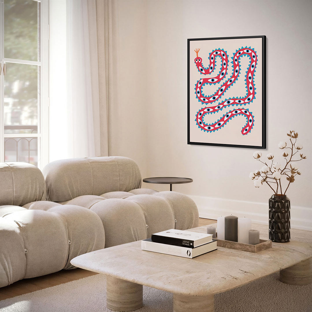 Kleurrijke slang – kunstwerk als stijlvolle wanddecoratie