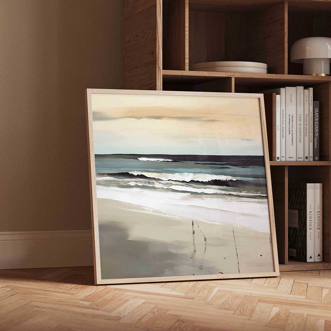 Golven en strand – moderne wandkunst met kleur en vormen als poster