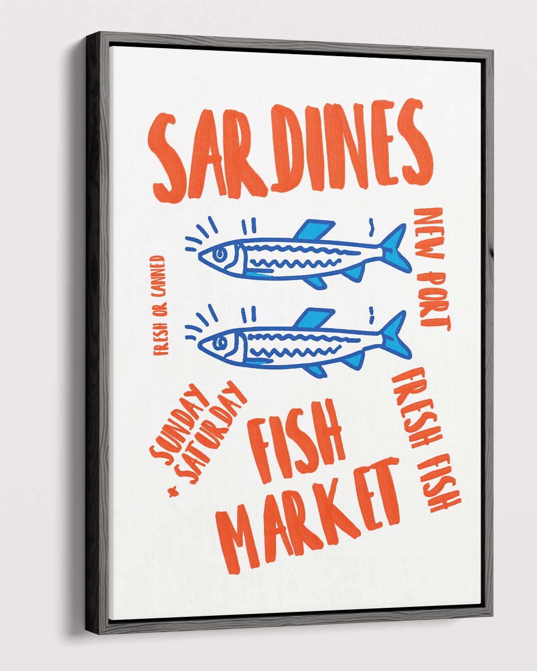 Retro Sardiens Vismarkt Poster – dibond kunstwerk als wanddecoratie
