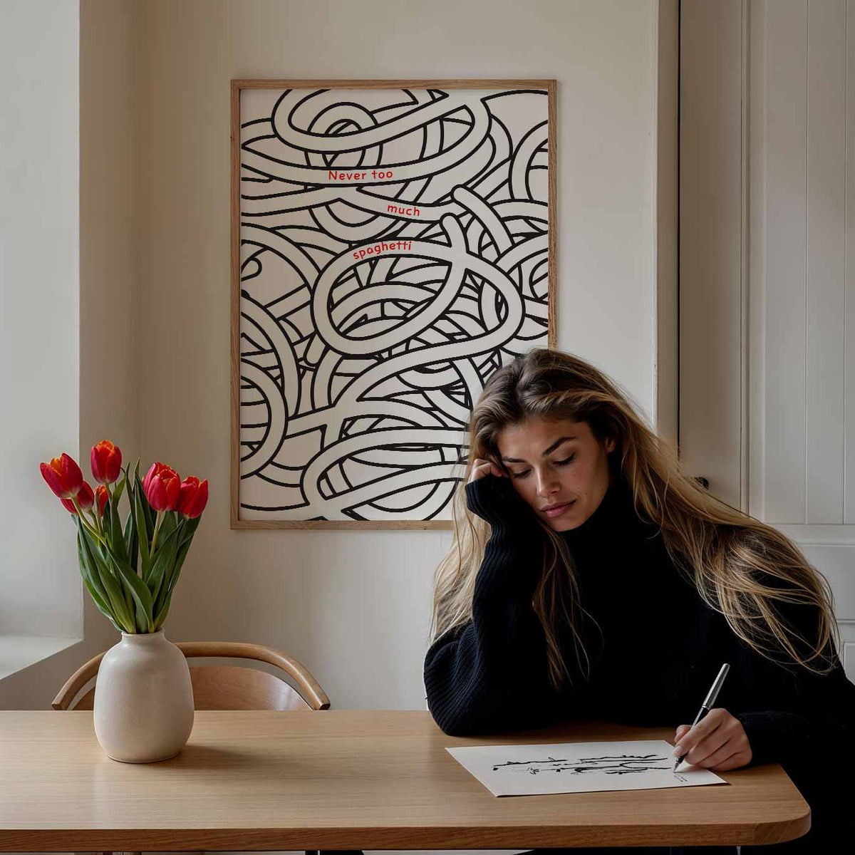 Spaghetti Vibes – keuken poster als sfeervolle staande wanddecoratie