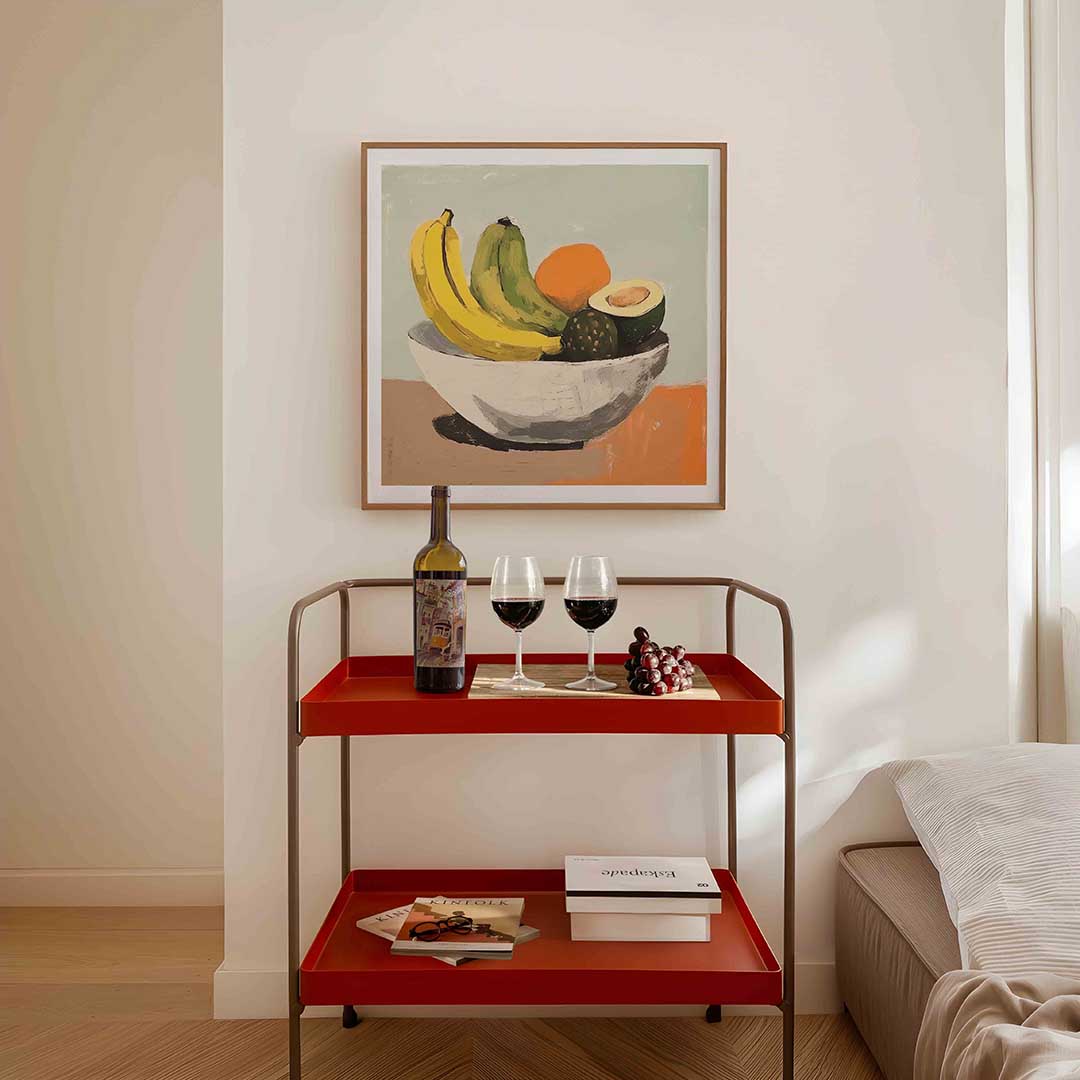 Fruit in schaal – vierkante keuken wanddecoratie van WallArtistic