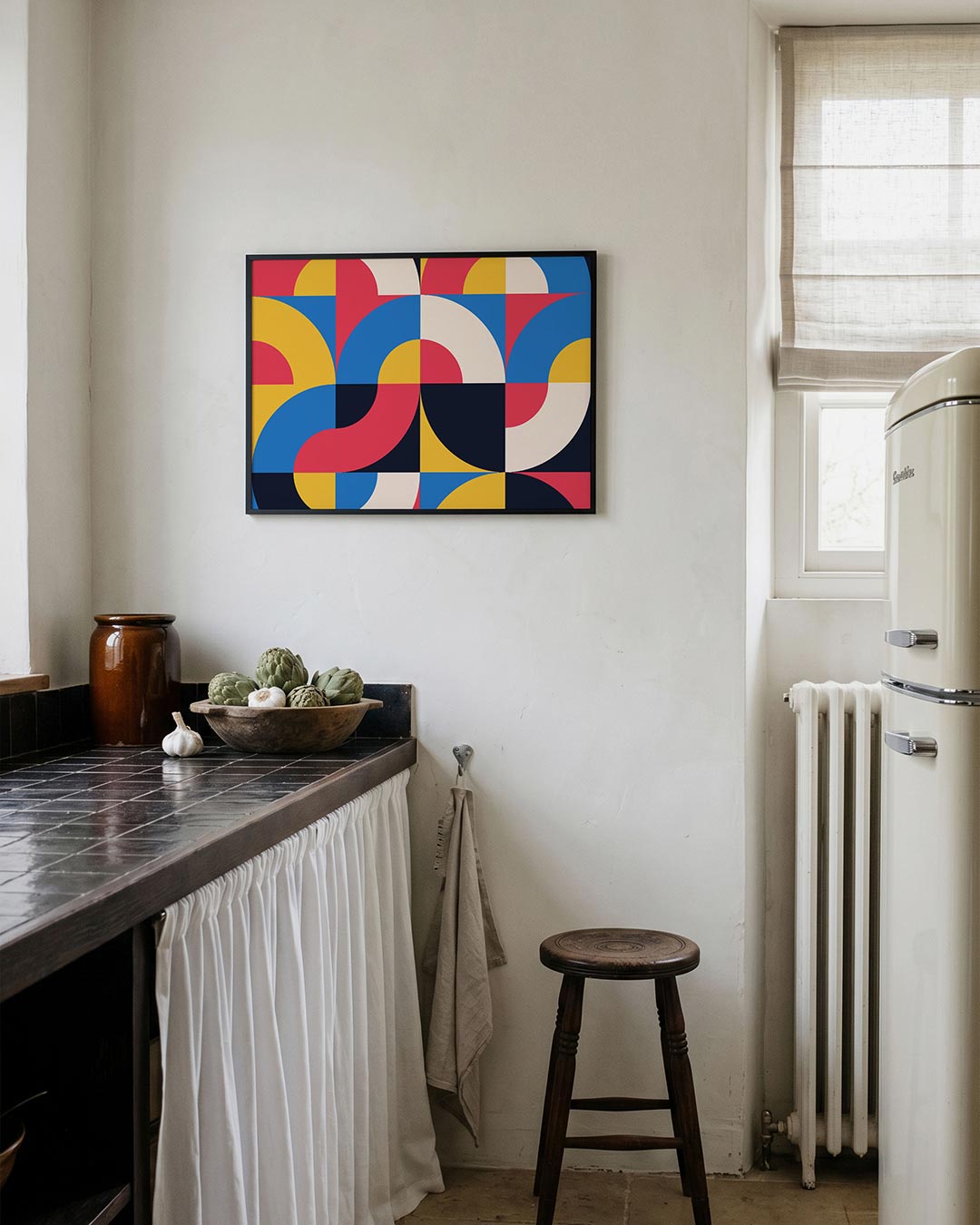 Vormritme en kleur – geometrische poster in Bauhaus-stijl van WallArtistic
