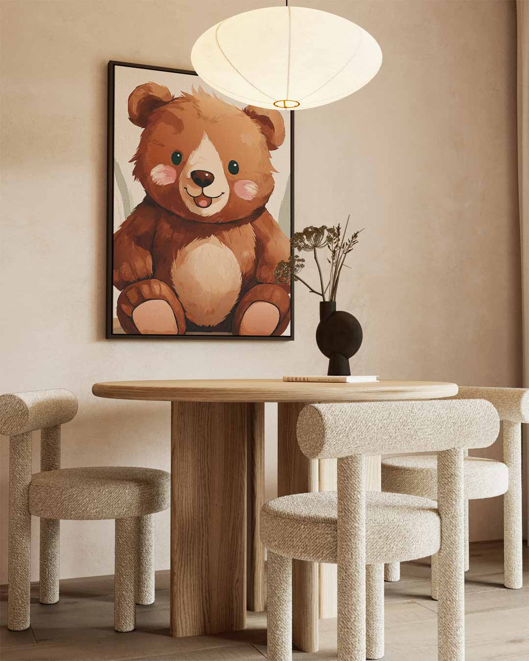 Schattige Knuffelbeer Illustratie – staand kunstwerk voor modern interieur