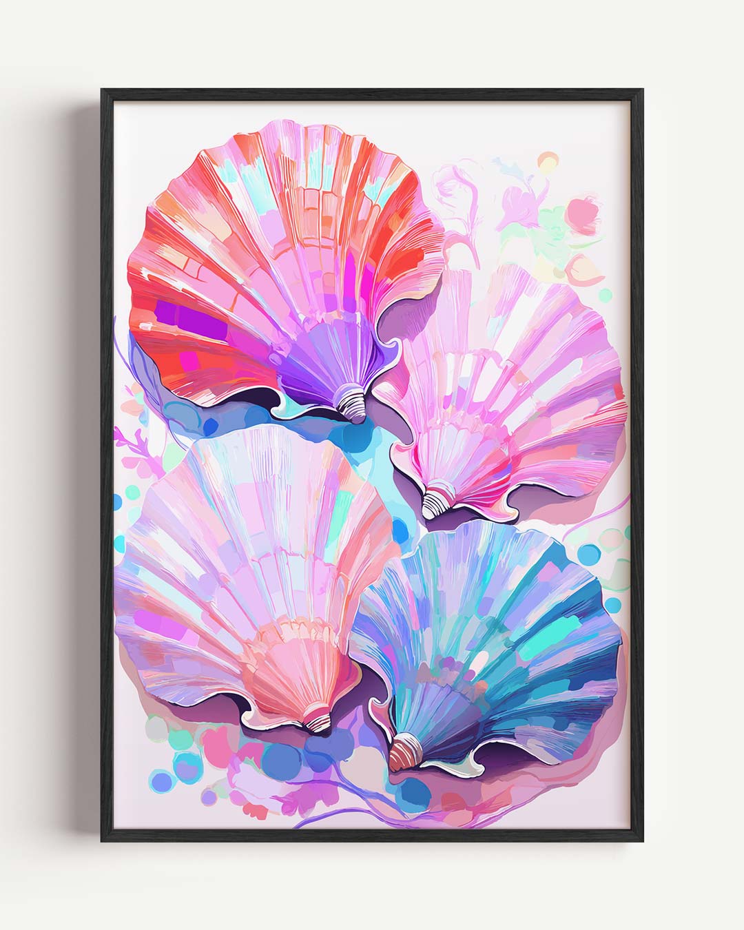 Kleurrijke Zeeschelpen – zeedieren portret poster als wanddecoratie