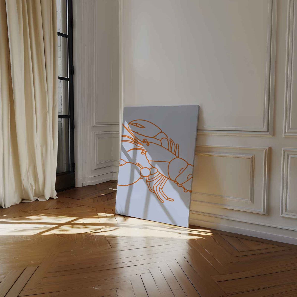 Moderne Oranjekreeft Illustratie – staand kunstwerk voor modern interieur