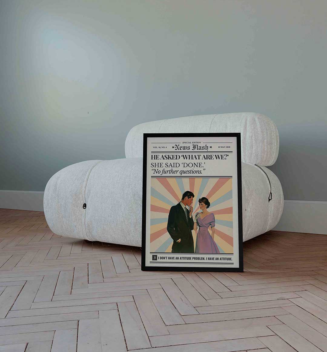 Retro koppel met tekst – Pop Art wandkunst als portret poster