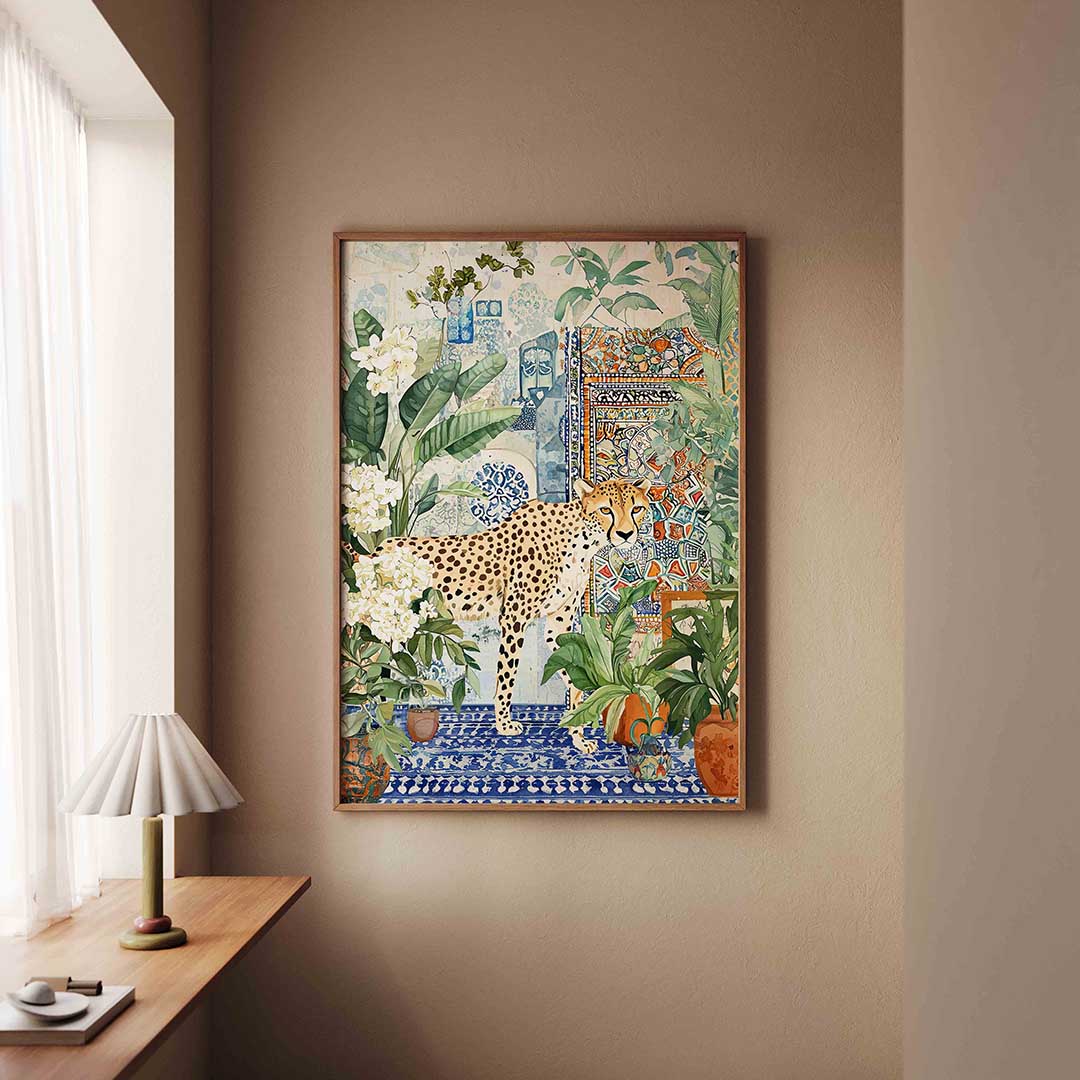Luipaard en planten – staande dieren wanddecoratie van WallArtistic