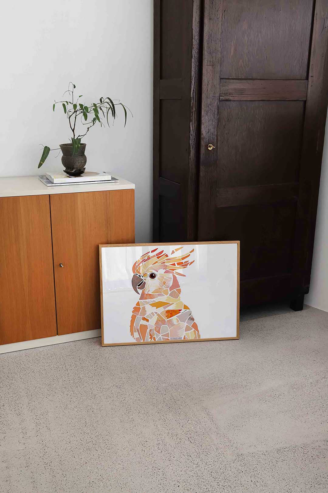 Papegaai mozaïek – dierenillustratie als landscape poster