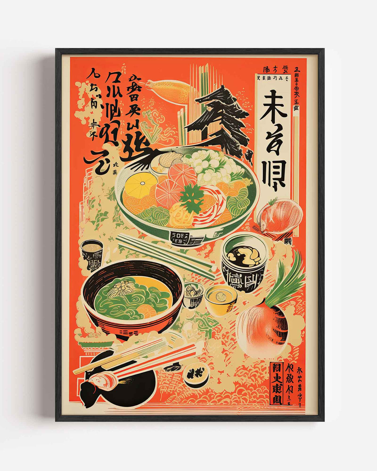 Ramen en ingrediënten – Aziatische portret poster als wanddecoratie