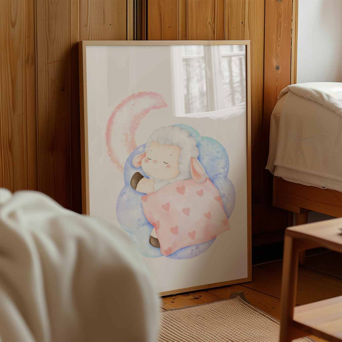 Dromerig Schaapje Slaapkamerposter – kinderposter in staand formaat