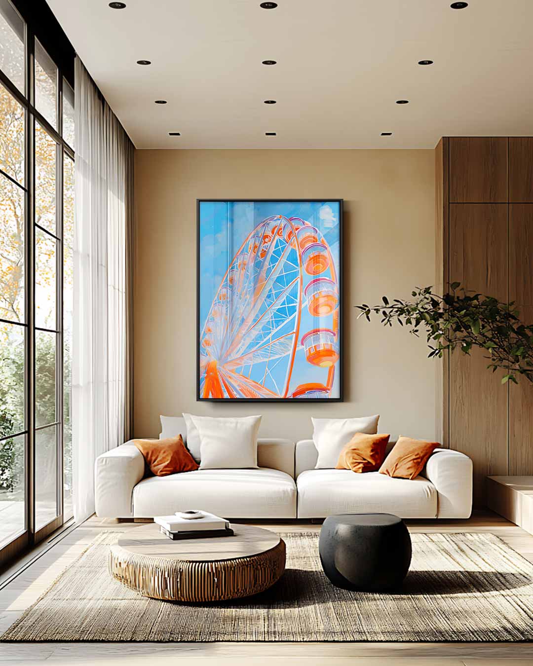 Kleurrijke Reuzenrad Fantasie – staand kunstwerk voor modern interieur