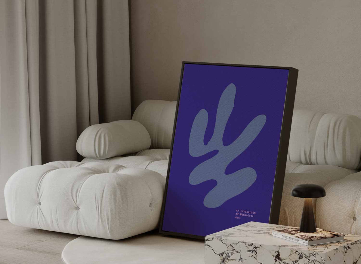 Blauwe Botanische Expressie – canvas kunstwerk als wanddecoratie