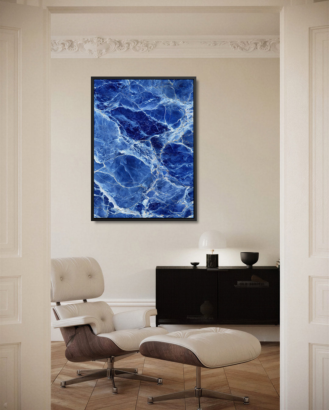Marmer blauwe patronen – moderne staande wandkunst