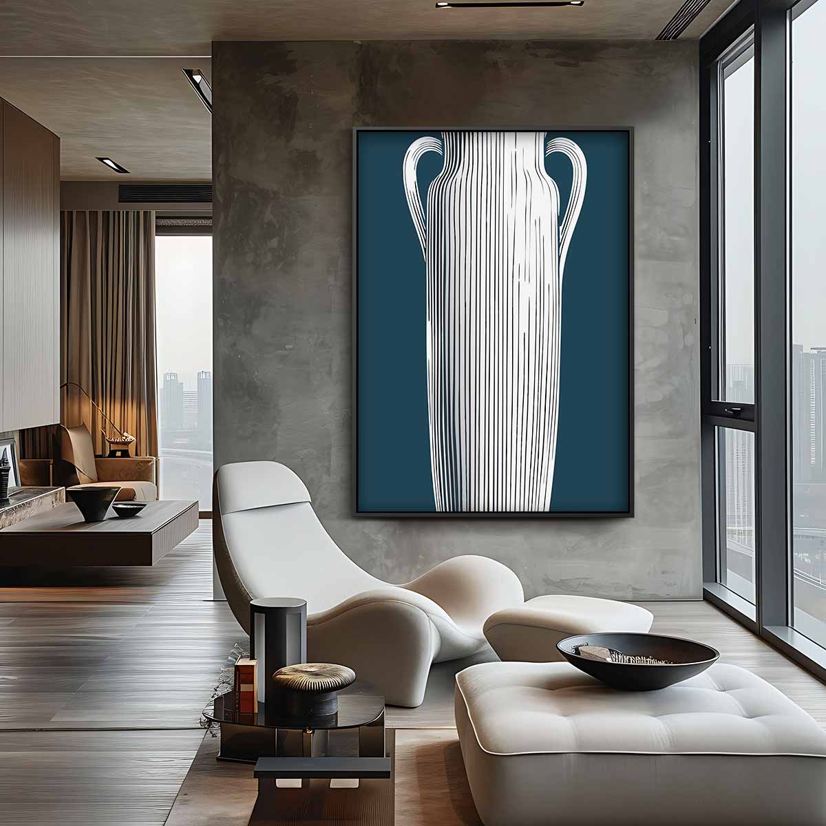 Elegante Gestreepte Vaas – canvas wanddecoratie in portret formaat