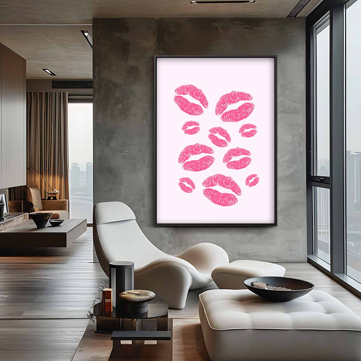 Lippenrood Kunstwerk – staand kunstwerk voor modern interieur
