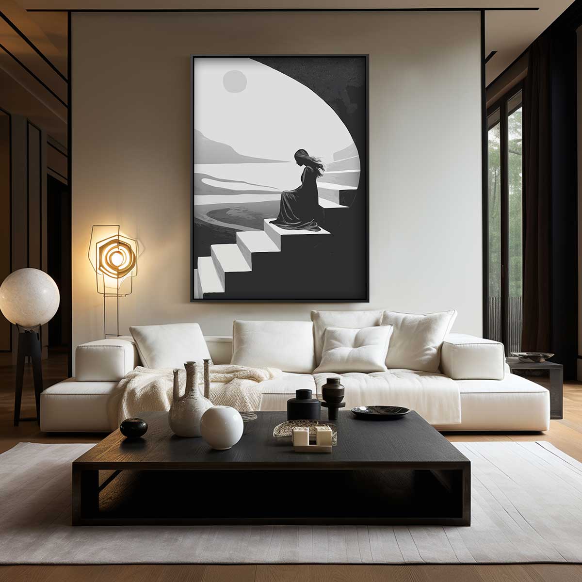 Stilte in Schaduw – staand kunstwerk voor modern interieur