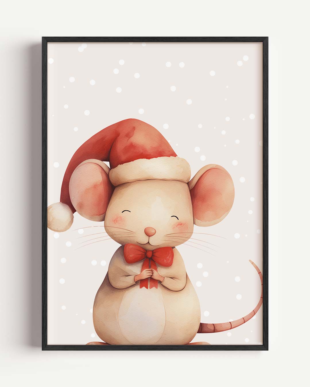 Schattige Kerstmuizenposter – kids portret poster als wanddecoratie