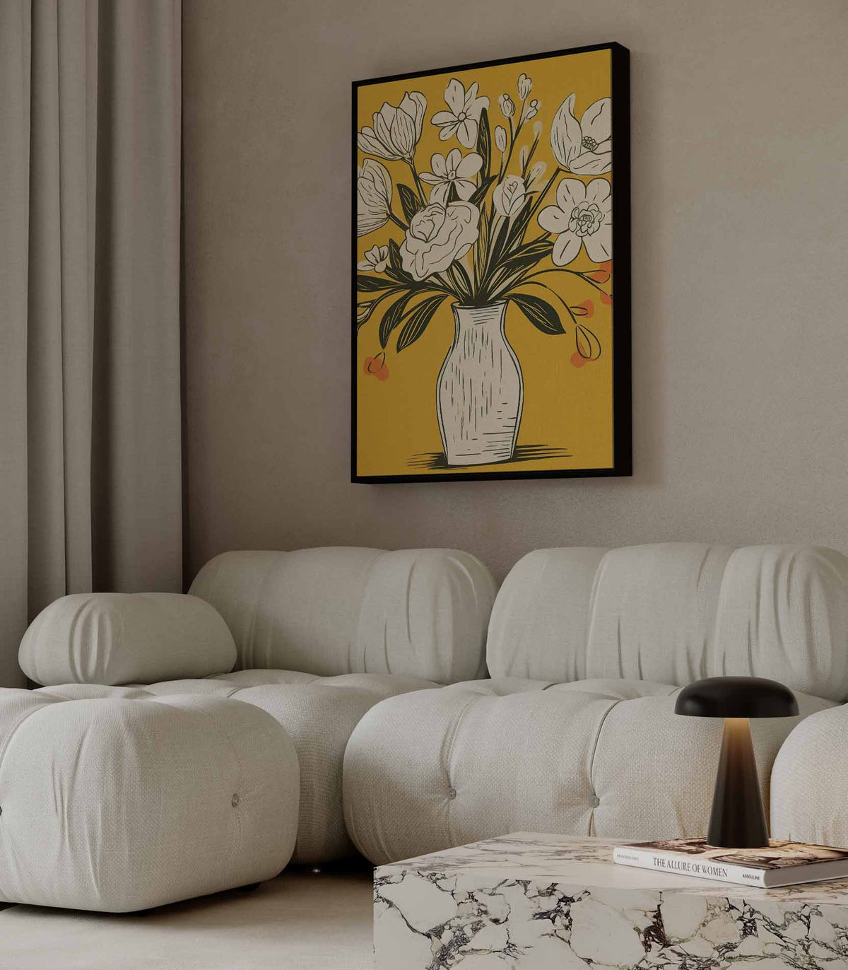 Tijdloze Bloemenvazen Illustratie – dibond wanddecoratie in staand formaat