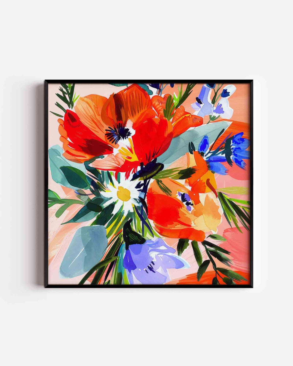 Bloemen in levendige kleuren – keuken vierkante poster als wanddecoratie