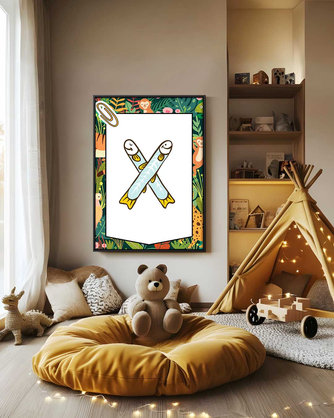 Vrolijke Vissenprint – staand kunstwerk voor modern interieur
