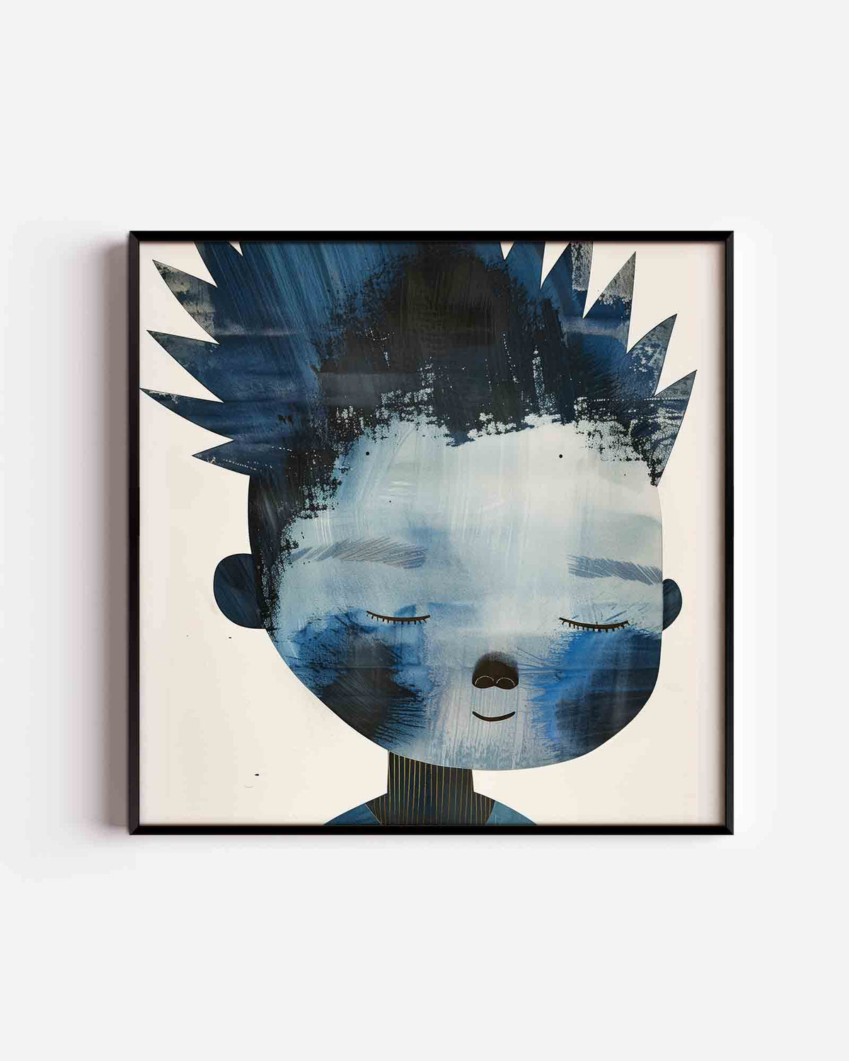 Blauw gezicht – vierkante kinderposter als wanddecoratie