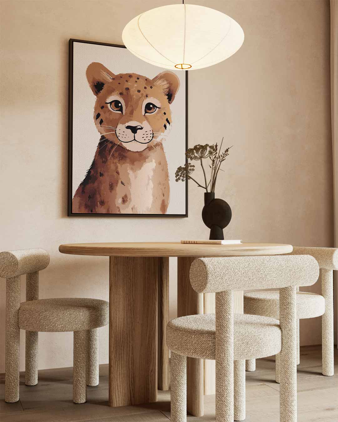 Vrolijk Cheeta Portret – staand kunstwerk voor modern interieur