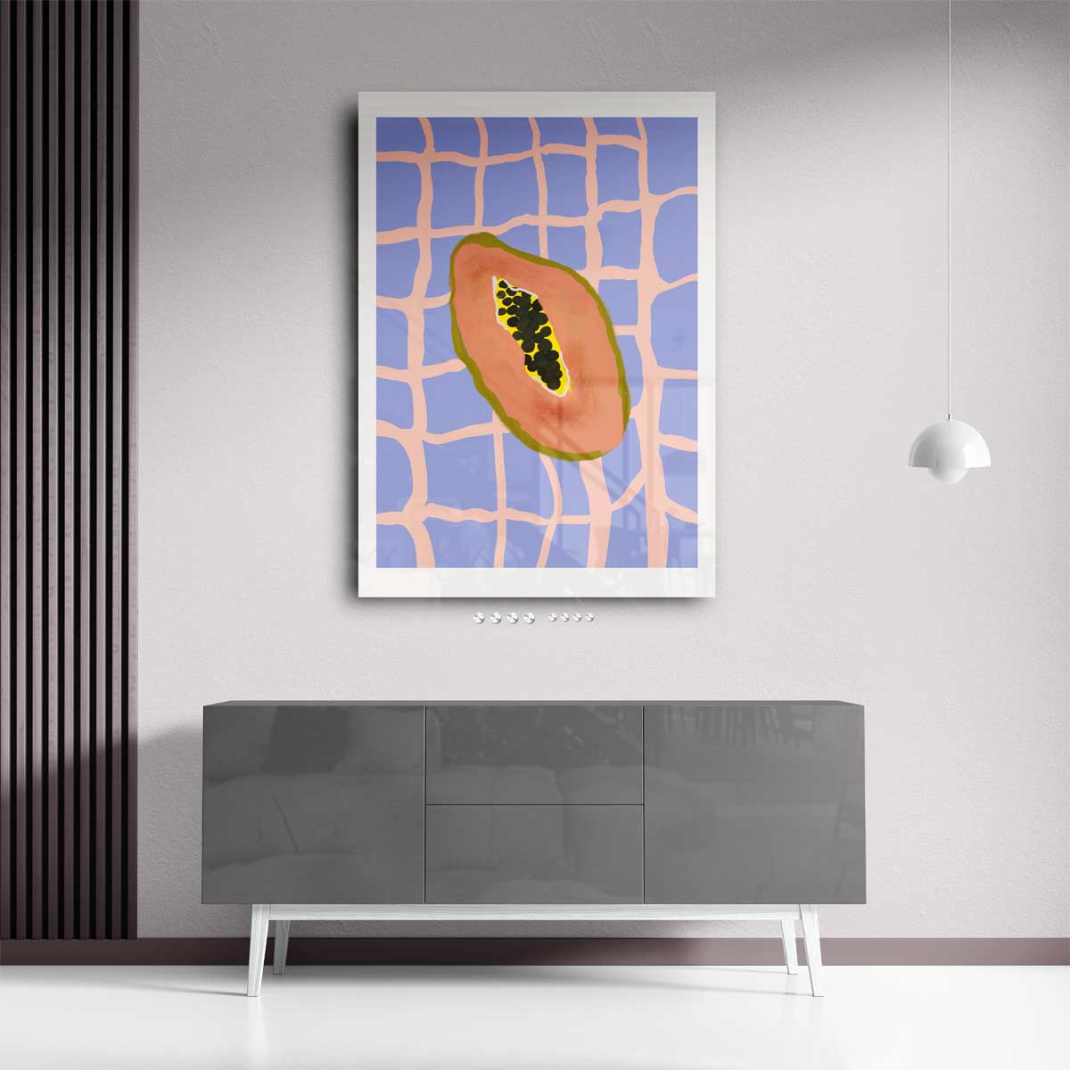 Tropische Papaya Vibes – staand kunstwerk voor modern interieur