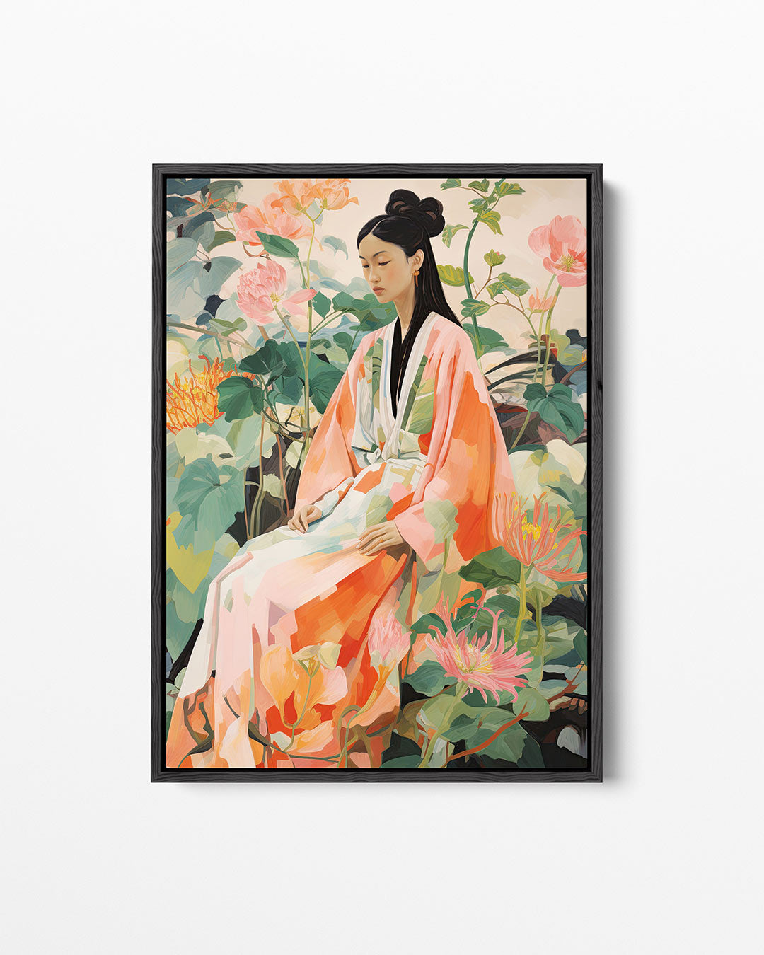 Vrouw in bloemen – staand wanddecoratie kunstwerk