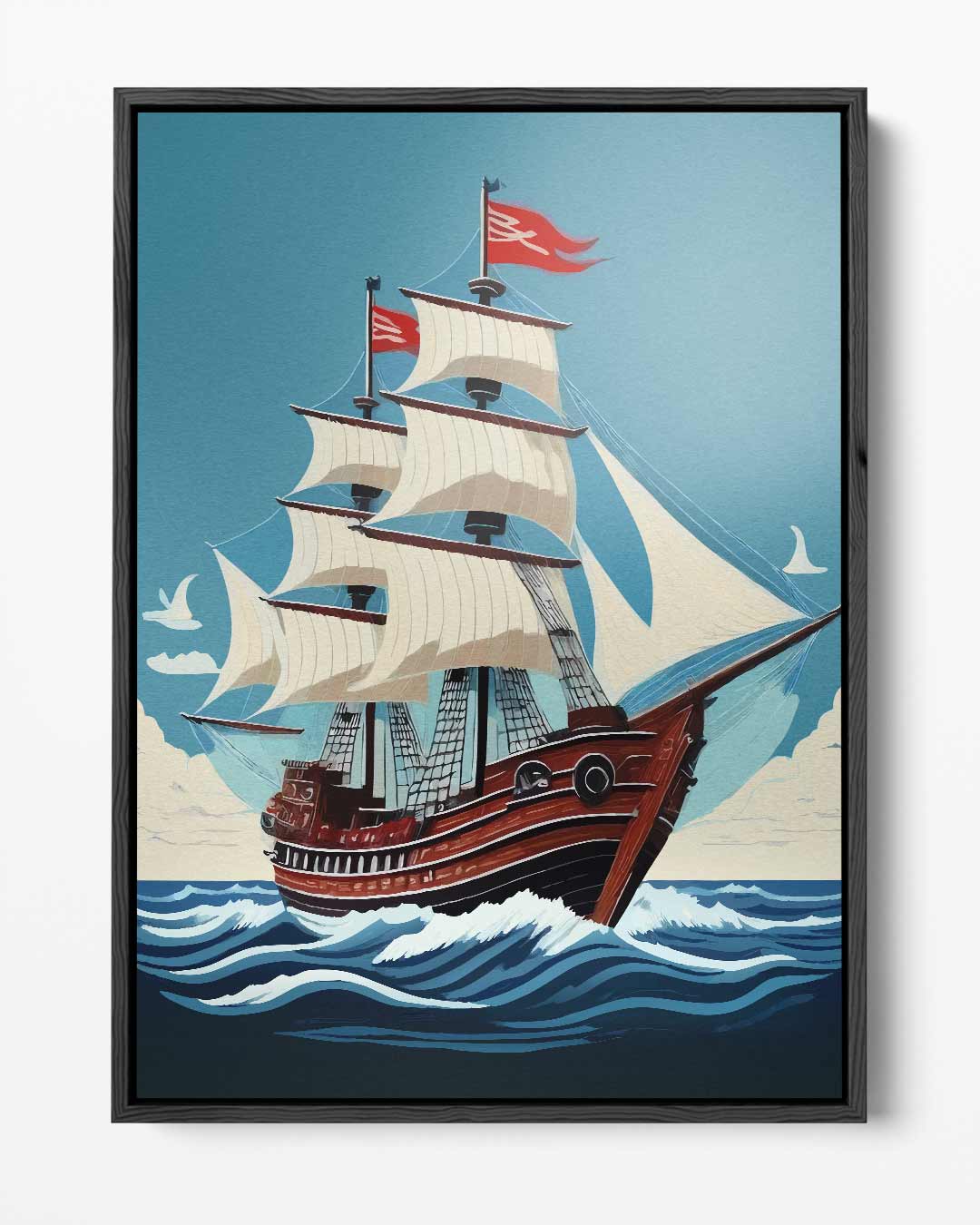 Avontuurlijk Zeilschip op Zee – portret kunstwerk als wanddecoratie